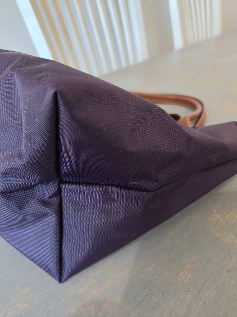 Longchamp Le Pliage Small Tote in Purple with Brown Leather - Picture 7 of 11